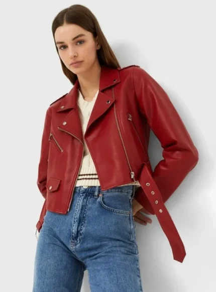 Women’s Red Faux Leather Jacket
